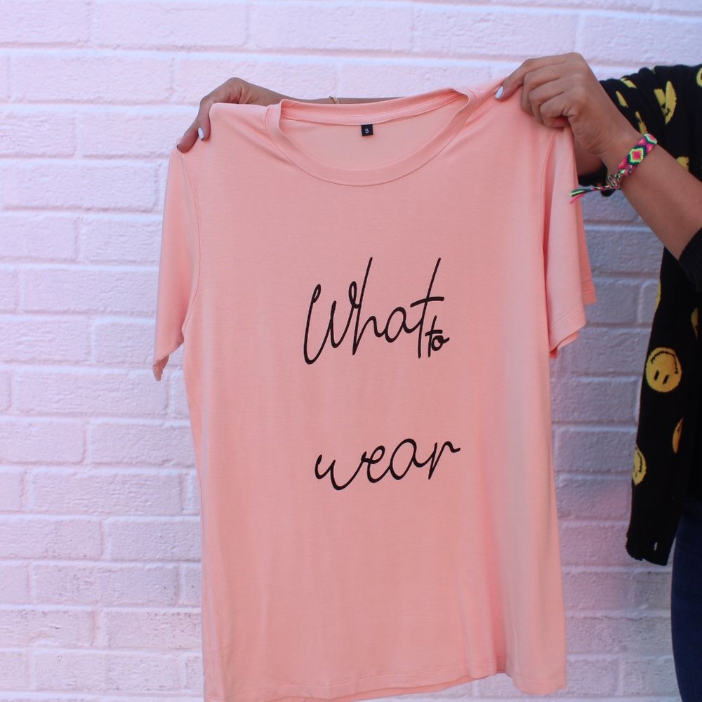 What to wear t-shirt, fashion tee, slogan shirt, pink shirt - Picture 2 of 4
